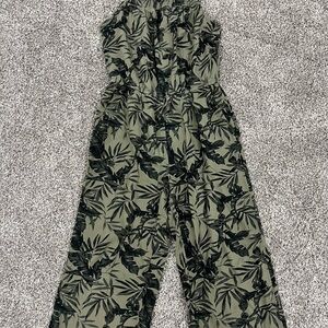 Old Navy Leaf Print Jumpsuit - Green and Black
